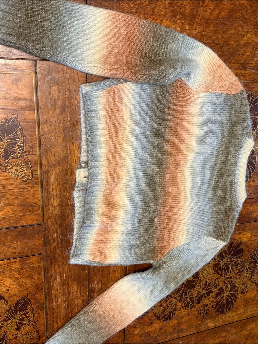 Garage Striped Crewneck Sweater in Peach, Cream & Gray